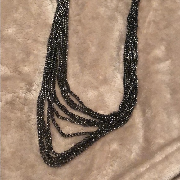 Dark grey metal long necklace - Picture 2 of 3